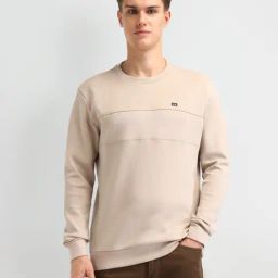 Arrow Sport Beige Cotton Regular Fit Colour Block Sweatshirt-picture-7