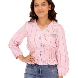 Cutecumber Kids Peach Cotton Printed Top-image-29