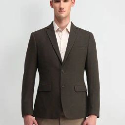 Arrow Dark Brown Slim Fit Self Pattern Blazer-image-52