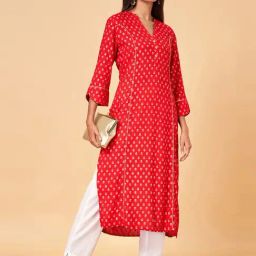 YU by Pantaloons Red Printed Straight Kurta-picture-22