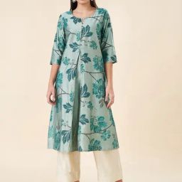 Rangmanch by Pantaloons Blue Rayon Printed 3/4th sleeve Kurti-image-1