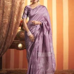 Satrani Mauve Woven Saree With Unstitched Blouse-image-0