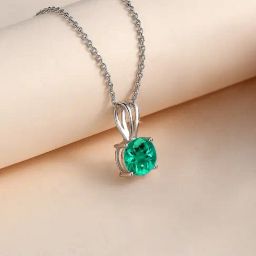 Ornate Jewels 925 Silver 1 Carat Green Emerald Solitaire Necklace For Women-image-10