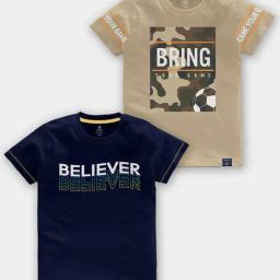 Codez Kids Blue & Beige Printed T-Shirt (Pack Of 2)-image-27