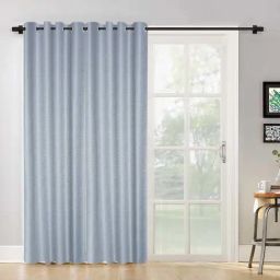 Hosta Homes Silver Polyester 8 ft Blackout Door Curtain - Set of 2-44