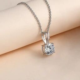 Ornate Jewels 925 Silver 1 Carat American Diamond Solitaire Necklace For Women-image-38