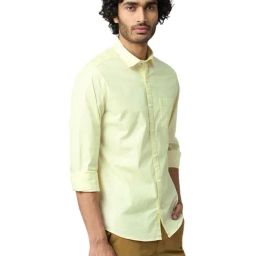 Turtle Lime Yellow Cotton Slim Fit Shirt-image-28