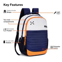 Nasher Miles Coding White & Blue Color Block Laptop Backpack image 5