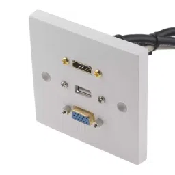 RS PRO Faceplate Single Gang 3 Way Female HDMI SVGA USB A, 9194038-image-30