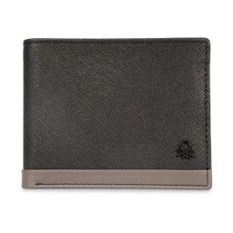 United Colors of Benetton Broad Black Textured Leather RFID Protected Bi-Fold Wallet-33