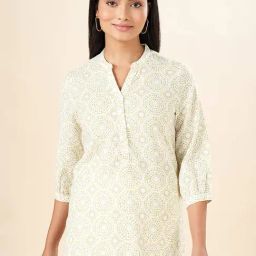 Akkriti by Pantaloons Beige Cotton Printed Tunic-image-61