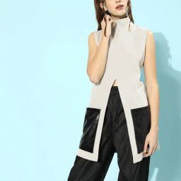 KASSUALLY Grey & Black Long Shrug-44
