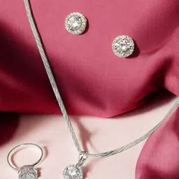 fabula Cubic Zirconia Studded Jewellery Set-11