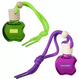 Airance 9 ml Each Green Apple & Lavender Fragrance Apple Shape Hanging Aroma Diffuser Car Air Freshener (Pack of 2)-82