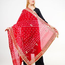 Karthav Fashion Bandhani Printed Gotta Patti Silk Dupatta-25