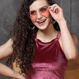 STYLECAST X KASSUALLY Women Velvet Party Crop Top-image-67
