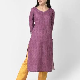 Span Purple Printed Straight Kurta-image-30