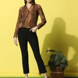 SELVIA Brown & Black Animal Print Shirt-image-99