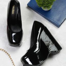 Flat N Heels Women's Black Wedge Pumps-image-53