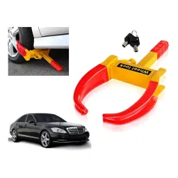 Auto Pearl Adjustable Anti Theft Yellow, Red Wheel Clamp Lock Compatible with Mercedes Benz S320-image-51