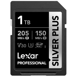 Lexar Professional SDXC Memory Card 1 TB UHS-I Upto 205 Mbps Read & 150 Mbps Write Speed, SILVER PLUS-33