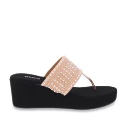 Mochi Women's Peach T-Strap Wedges-image-94