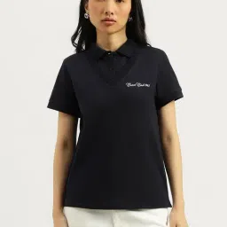 United Colors Of Benetton Navy Blue Cotton Blend Solid T-Shirt-picture-46