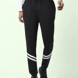 Ajile by Pantaloons Black Slim Fit Striped Joggers-image-30