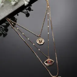 Karatcart Golden Eye and Love Multicharm Multilayered Chain Women-image-66