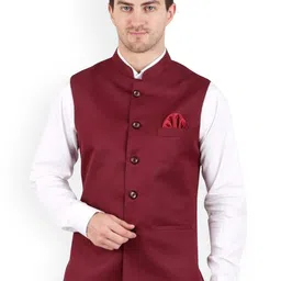 GRACYSHADE Mandarin Collar Cotton Nehru Jacket-21