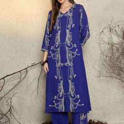 Indo Era Printed Shirt Collar Neck Top With Trousers Co-Ords-picture-23