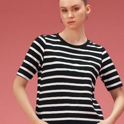 TOGS & TERRE Striped Round Neck Oversized Organic Cotton T-shirt-image-93