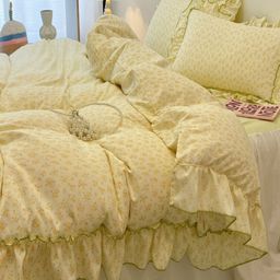 JC HOME Green & White Floral Polycotton 3 Piece Double Queen Regular Bedding Set-image-93