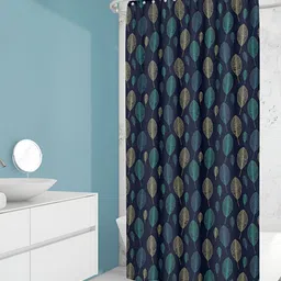 ArtzFolio Navy Blue Printed Waterproof Shower Curtains-image-9