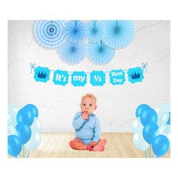 Untumble Half Birthday Paper Fan Kit Blue - 47 Pieces-image-4