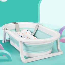 Babyhug Foldable Bath Tub with Printed Cushion - Green-90