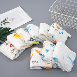 Elementary Reusable Muslin Cotton Square Nappy Set Large Pack of 4 - Multicolor (Assorted Designs)-3