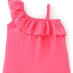Babyhug Cotton Knit Sleeveless Top with Schifilli Detailing - Pink-image-94