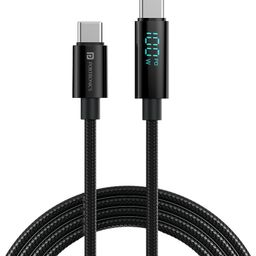 Portronics POR-2051 Konnect View 100W Type C to Type C Cable with LED Display with 5A Max Output Fast Data Sync 1.2M Length Tangle Resistance supports Laptop Charging-Black-41