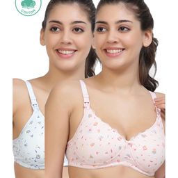 Inner Sense Organic Cotton Pack Of 2 Sleeveless Floral Printed Full Coverage Anti Odour With Anti Microbial Maternity Bras - Multi Colour-image-29