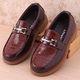 Pine Kids Slip on Formal Wear Shoes with Chain Link - Brown-image-78