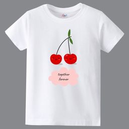 KAVEE Pure Cotton Friendship Day Theme Half Sleeves Together Forever Text Printed Tee - White-image-89