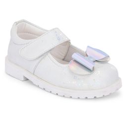 TUSKEY Bow Applique Detailed Velcro Closure Ballerinas - White-image-7