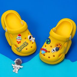 Yellow Bee Rubber Space Applique Detailed Slingback Clogs - Yellow-image-36