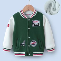 Kookie Kids Full Sleeves Bomber Jacket With Patch Detailing - Green-picture-17