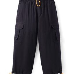 Pine Kids Cotton Woven Full Length Lounge Pants with Cargo Pockets - Black-image-18