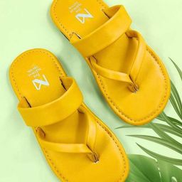 The Madras Trunk Strap Detailed Flip Flops - Yellow-image-80