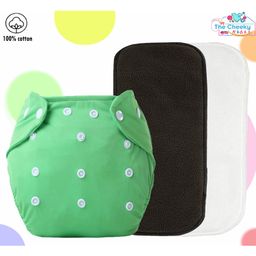 The Cheeky Kidzz Baby Reusable Cloth Diaper Adjustable Diaper Nappies & 2 Bamboo Microfiber Inserts (Green)-11