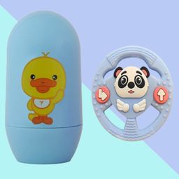 The Cheeky Kidzz Baby 4 In 1 Manicure Grooming Nail Egg Kit With Soft Silicone Wheel Teething Toy BPA Free (Blue)-image-69