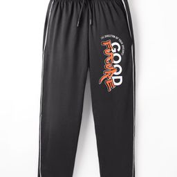 Taeko Single Jersey Knit Full Length Track Pants With Text Print - Black-image-72